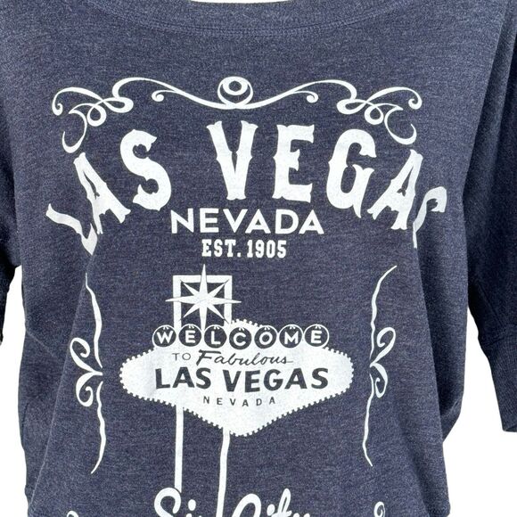 Zenana Outfitters Medium Top Graphic Dolman Sleeve Boat Neck Las Vegas Sin City - Picture 2 of 9